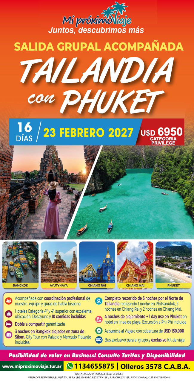 TAILANDIA con PHUKET - SALIDA GRUPAL ACOMPAÑADA | 23 DE FEBRERO 2027